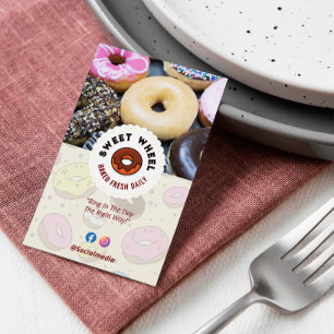 Sweet Donuts Business Cream Cute Barcode Busines Visitkort