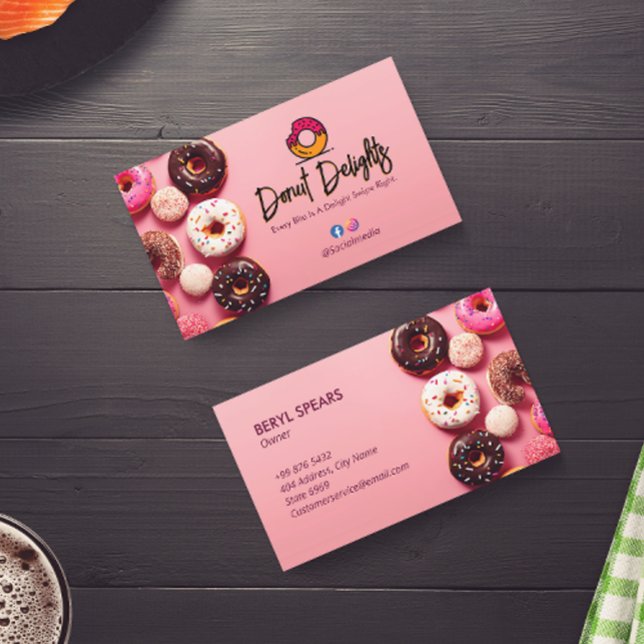 Sweet Donuts Business | Rosa Cute Donuts Visitkort (Skapare uppladdad)
