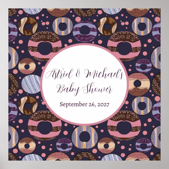 Sweet Donuts Lila Girl Baby Shower Poster (Framsidan)