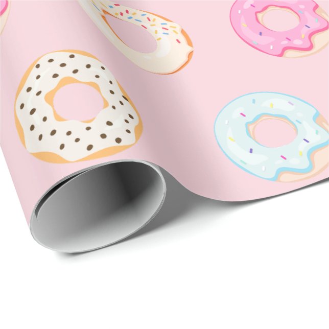Sweet Donuts Rosa Presentpapper (Rullad Hörn)