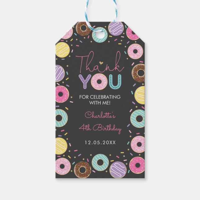 Sweet Doughnut Rainbow Donuts Chalkboard Tack Presentetikett (Framsidan)
