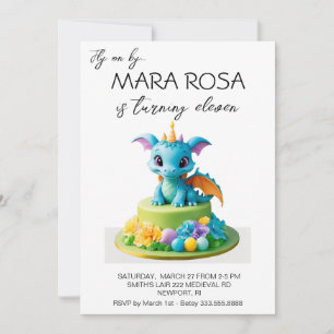 *~* Sweet Dragon Cake Photo AP88 Födelsedagsfest Inbjudningar