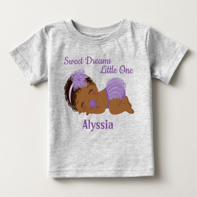 Sweet Dreams African American Flicka T-Shirt (Framsida)