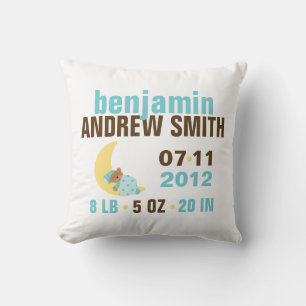 Sweet Dreams Baby Bear Birth Notice {blue} Kudde