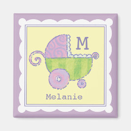 Sweet Dreams Baby Carriage Lavender Monogrammed Magnet
