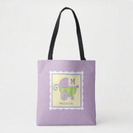 Sweet Dreams Baby Carriage Lavender Monogrammed Tygkasse