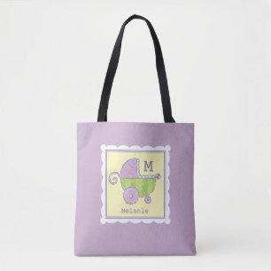 Sweet Dreams Baby Carriage Lavender Monogrammed Tygkasse