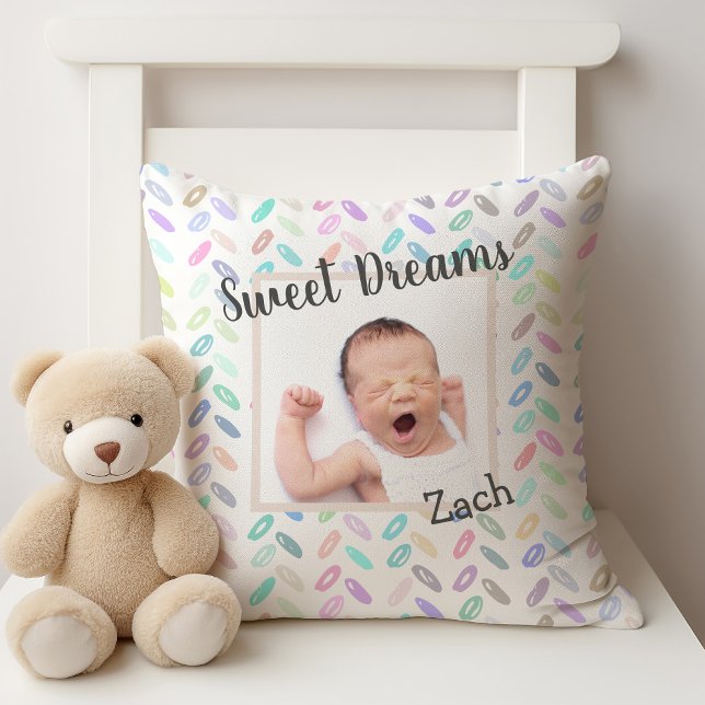Sweet Dreams Baby Photo Keepsak och Namn Kudde (Skapare uppladdad)