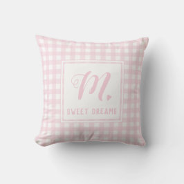 Sweet Dreams Baby Rosa Medium Gingham Monogram Kudde
