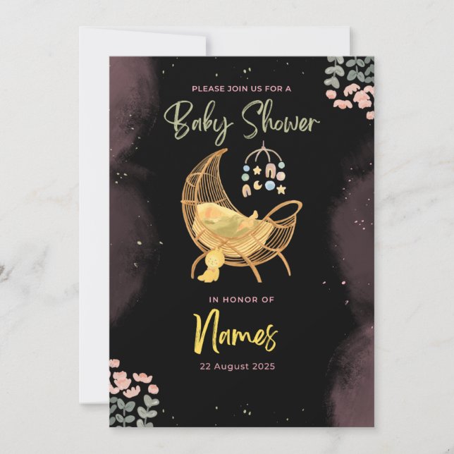 Sweet Dreams Baby Shower Inbjudan - #CribDInvitati (Framsida)