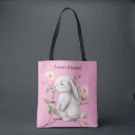 Sweet Dreams Bunny Rabbit Roses Pink Floral Tygkasse<br><div class="desc">Sweet Dreams Bunny Rabbit Roses Pink Floral</div>