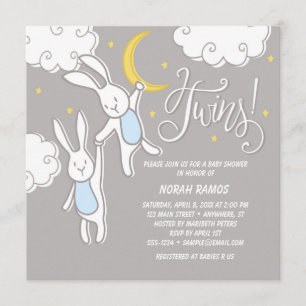"Sweet Dreams Bunny"-Twillingar Babykläder Inbjudningar