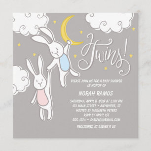 "Sweet Dreams Bunny"-Twillingar Babykläder Inbjudningar