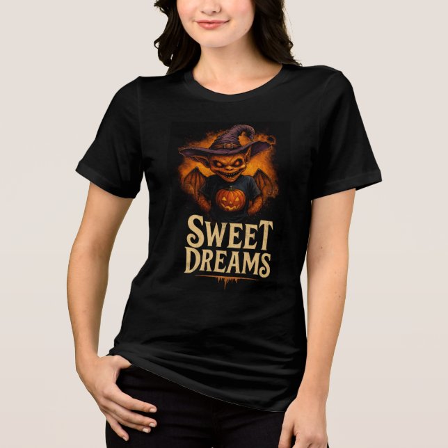 Sweet Dreams Creepy Goblin Design T Shirt (Framsida)