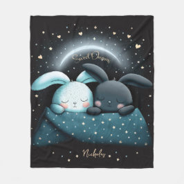 Sweet Dreams Cute Design Bunny Personlig Namn Fleecefilt