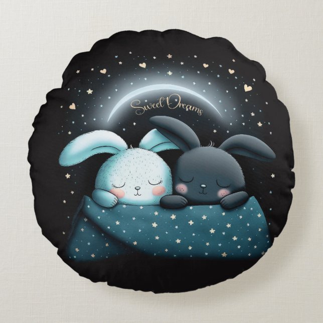 Sweet Dreams Cute Design Bunny Rund Kudde (Framsidan)