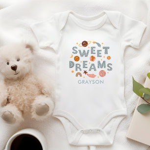 Sweet Dreams Cute Måne Stars Personlig Namn T Shirt
