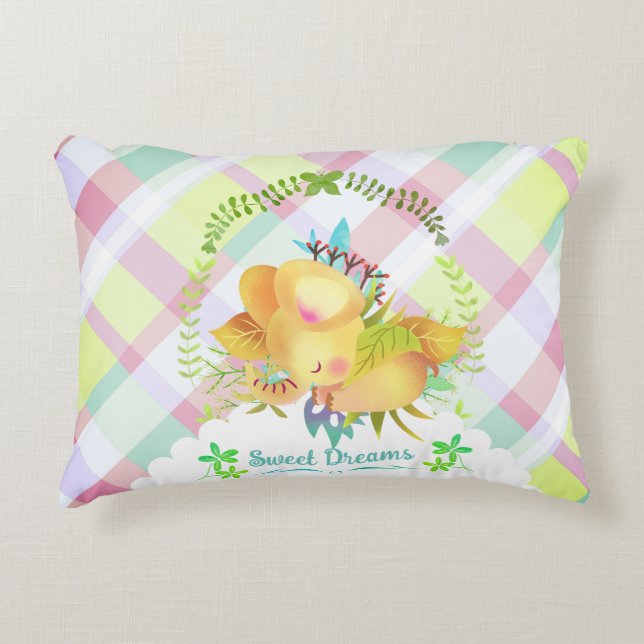 Sweet Dreams Elephant Baby Blanket Prydnadskudde (Framsidan)