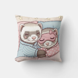 Sweet Dreams Ferret Couple Cute Pajamas Kudde