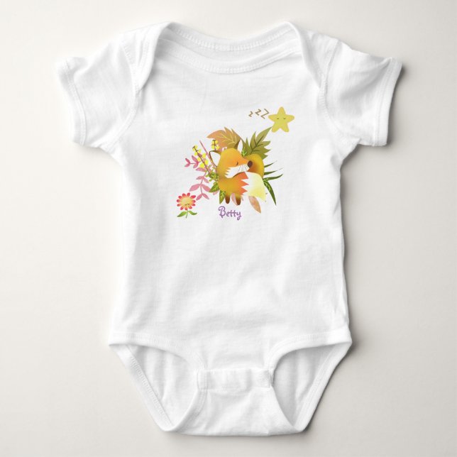 Sweet Dreams Fox Baby Baby Bodykostym T Shirt (Framsida)