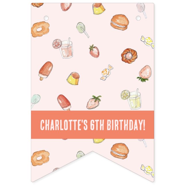 Sweet Dreams Himmel Dessert Barns födelsedag Party Vimplar (Första flaggan)