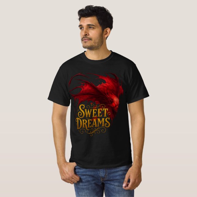 Sweet Dreams Horror Bat Artwork T Shirt (Hel framsida)