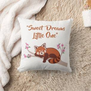 "Sweet Dreams Little One" Sömnig Red Panda White Kudde