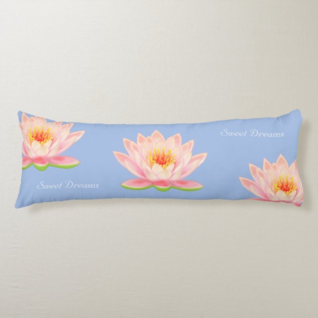 Sweet Dreams Lotus Flowers on Light Blue Kroppskudde (Framsidan)