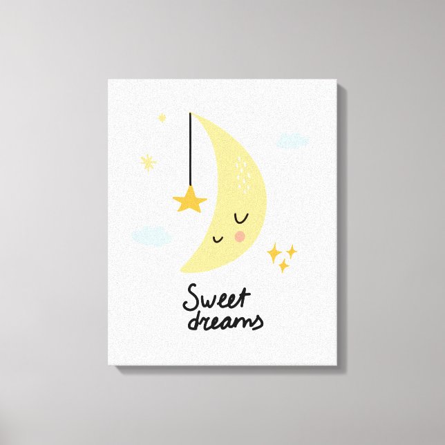 Sweet Dreams Måne & Stars Canvastryck (Framsida)