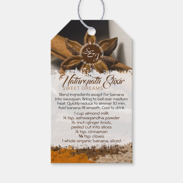 Sweet Dreams Monogram Recipe Gift-Märkre Presentetikett (Framsidan)