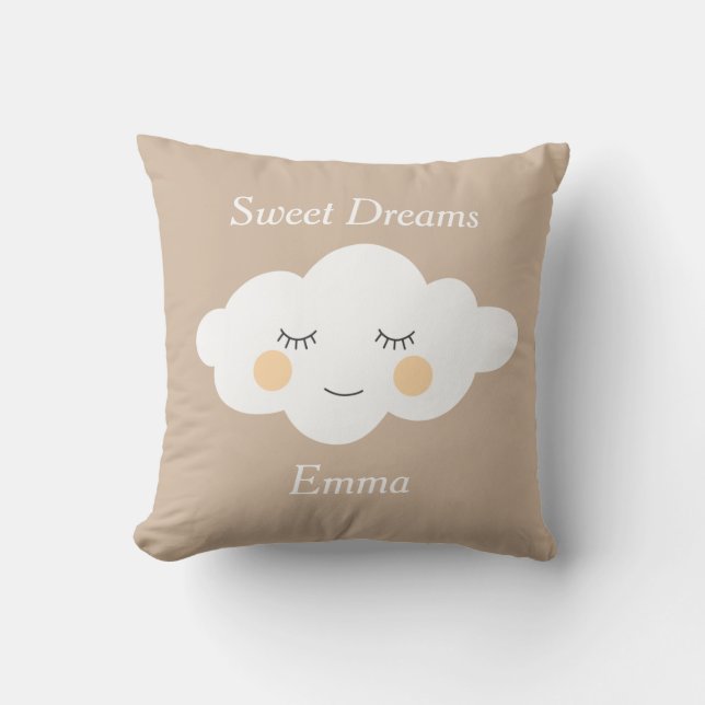 Sweet Dreams Namn Sömnig Kawaii Cloud Pastel Kudde (Framsida)