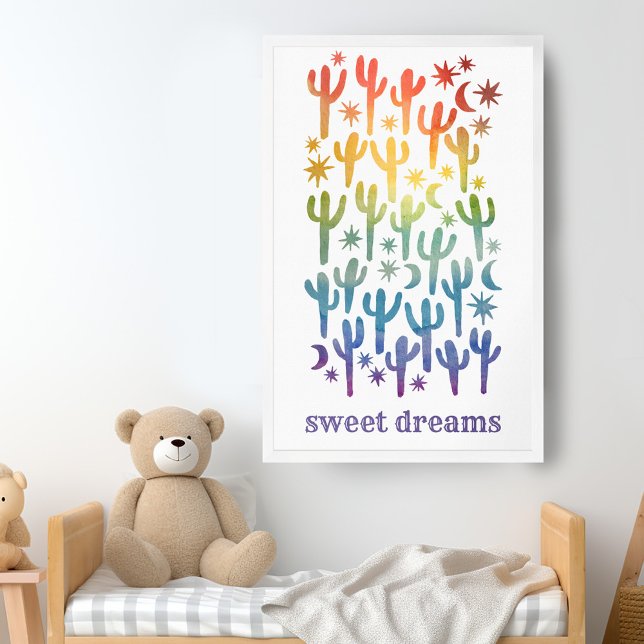 Sweet Dreams Nattökert Cactus Watercolor ANPASSNIN Poster (Sweet Dreams Night Desert Cactus Watercolor CUSTOM Poster
)