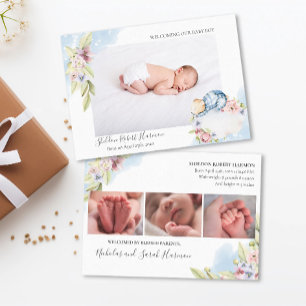 Sweet Dreams Pojke - Blommigt Watercolor Birth Meddelande