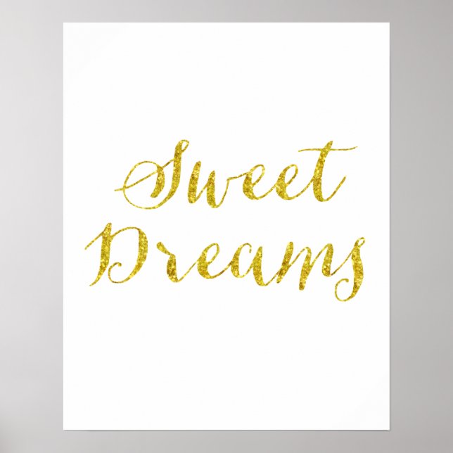 Sweet Dreams Quote Guld Faux Glitter Metallic Poster (Framsidan)