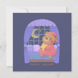 Sweet Dreams: Teddy Bear Illustration Tack Kort