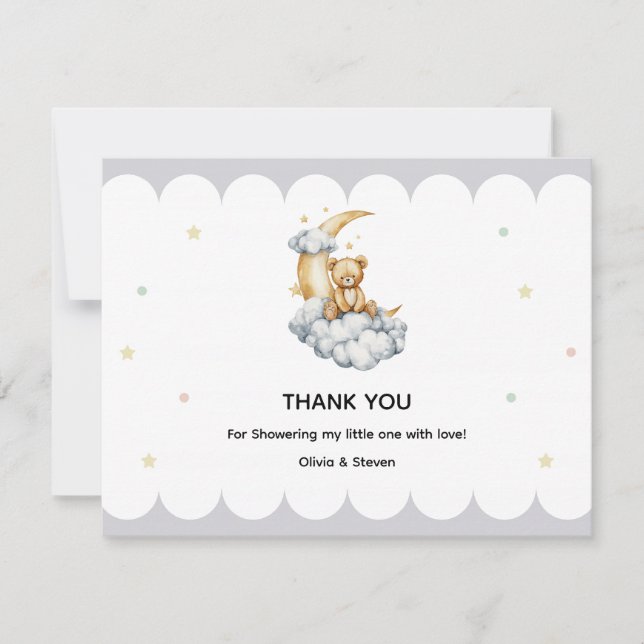 Sweet Dreams Teddy Bear on the Moon Tack Kort (Framsida)