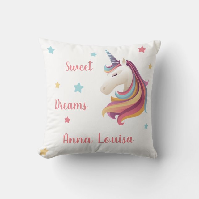 Sweet dreams unicorn personalize (your name) kudde (Framsida)