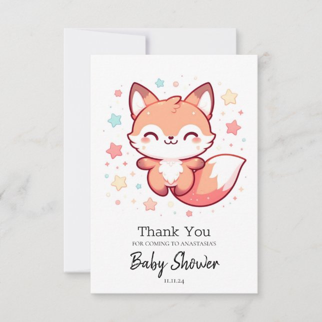 Sweet Dreamy Fox Baby Shower Tack Kort (Framsida)