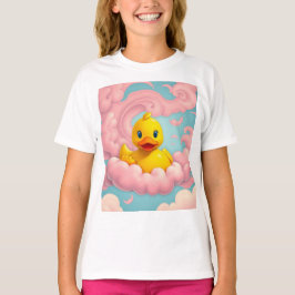 Sweet Duckling on Pink Clouds Birthday  T Shirt