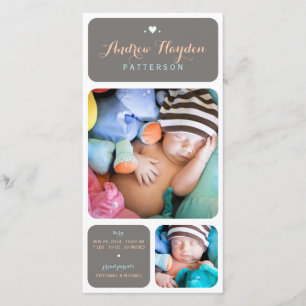 Sweet Duet Photo Pojke Birth Notice Meddelande