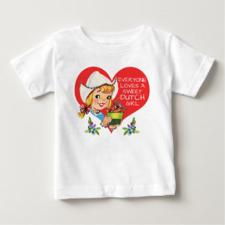 Sweet Dutch Girl Vintage Tulips Meisje & Heart Tee