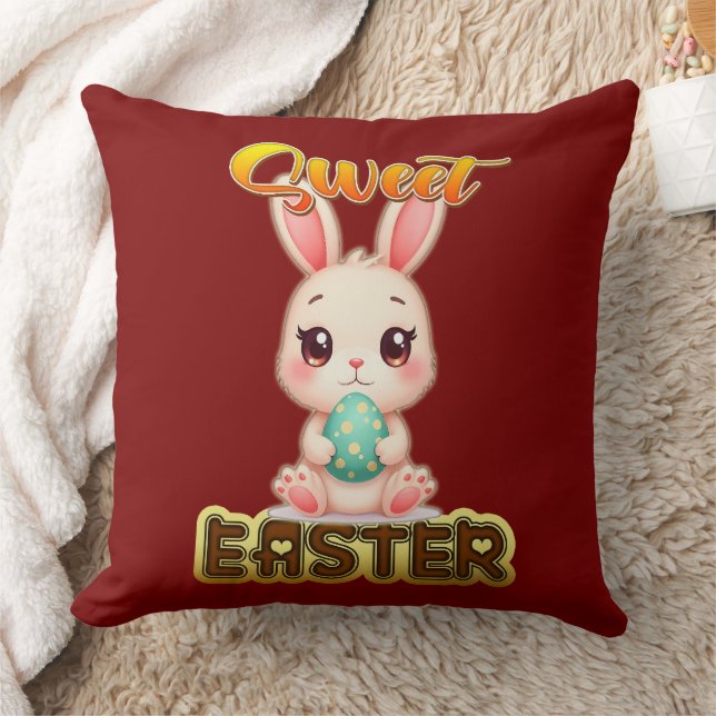 Sweet Easter Bunny – Cute Chocolate - almofada Kudde (Filt)