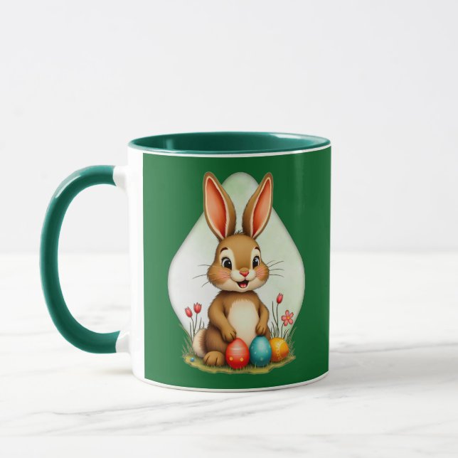 Sweet Easter Bunny – Sitting Cute Bunny - caneca Mugg (Vänster)