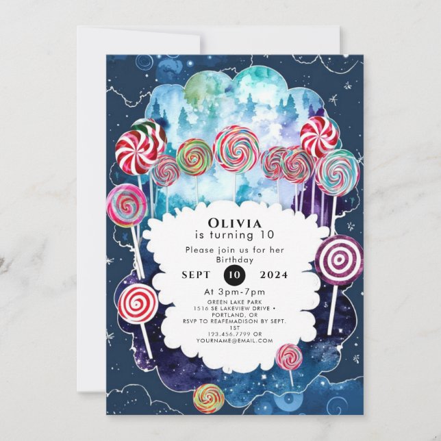 Sweet Editable Candyland Birthday Inbjudningar (Framsida)