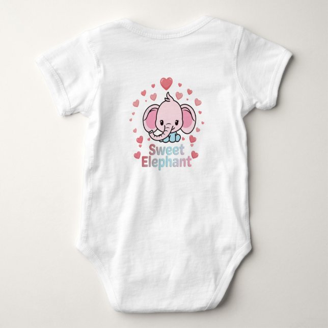 Sweet Elephant Baby Bodysuit T Shirt (Baksida)