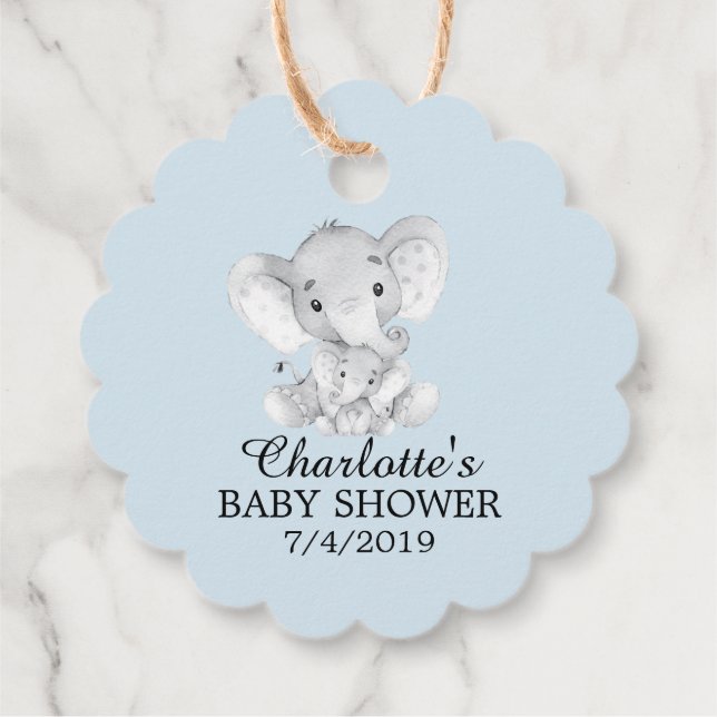 Sweet Elephant Baby Shower Favor Gift-Märkre Gåvor Etiketter (Baksida)