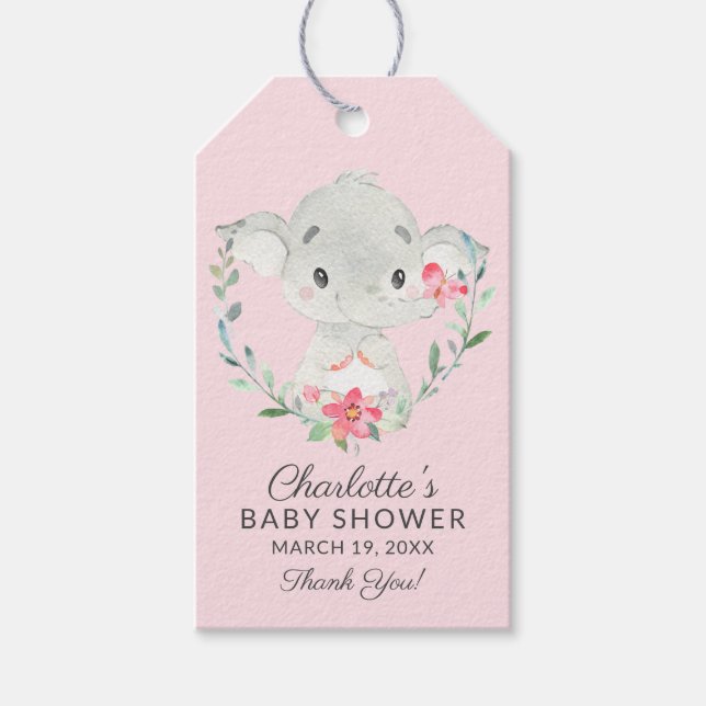 Sweet Elephant Baby Shower Favor Gift-Märkre Presentetikett (Framsidan)