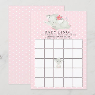 Sweet Elephant BINGO Baby Shower Game Inbjudningar