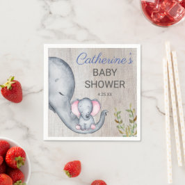 Sweet Elephant Blommigt Rustic Girl Baby Shower Pappersservett