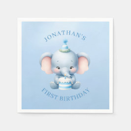 Sweet Elephant Blue Birthday Pappersservett